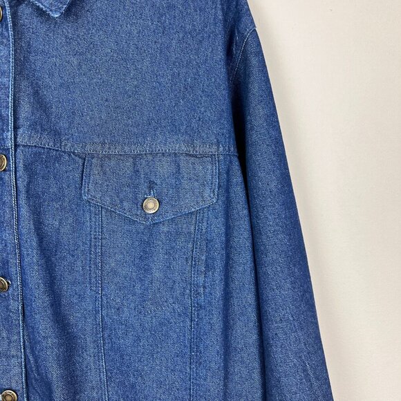 Jessica London Jean Jacket Womens 28W Blue Dark Wash Denim Cotton Longline Plus - Picture 5 of 12